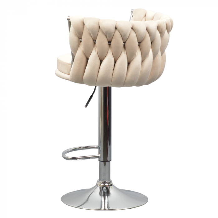 Scaun de bar de design, bej ţesătură Velvet/crom, BRIN [7]