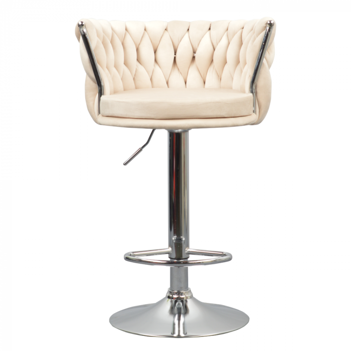 Scaun de bar de design, bej ţesătură Velvet/crom, BRIN [4]