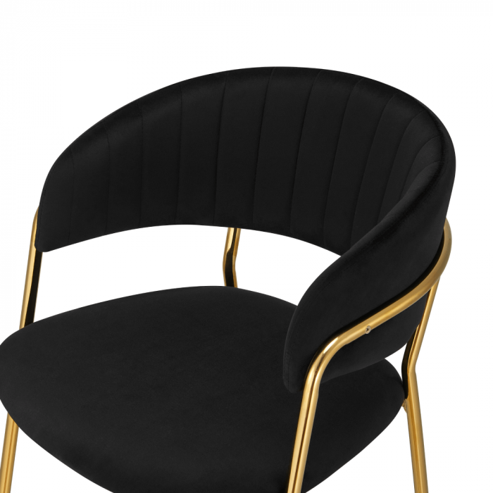Scaun de bar de design, material catifea neagră/gold crom auriu, DASMIN TIP 2 [4]