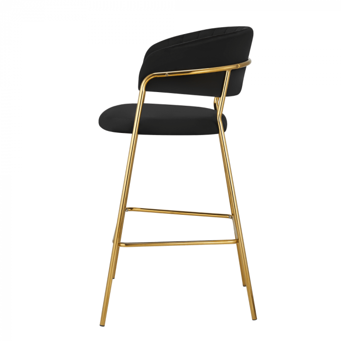 Scaun de bar de design, material catifea neagră/gold crom auriu, DASMIN TIP 2 [3]