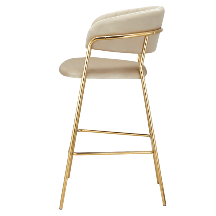 Scaun de bar de design, ţesătură bej Velvet/gold crom auriu, DASMIN NEW TIP 2 [3]