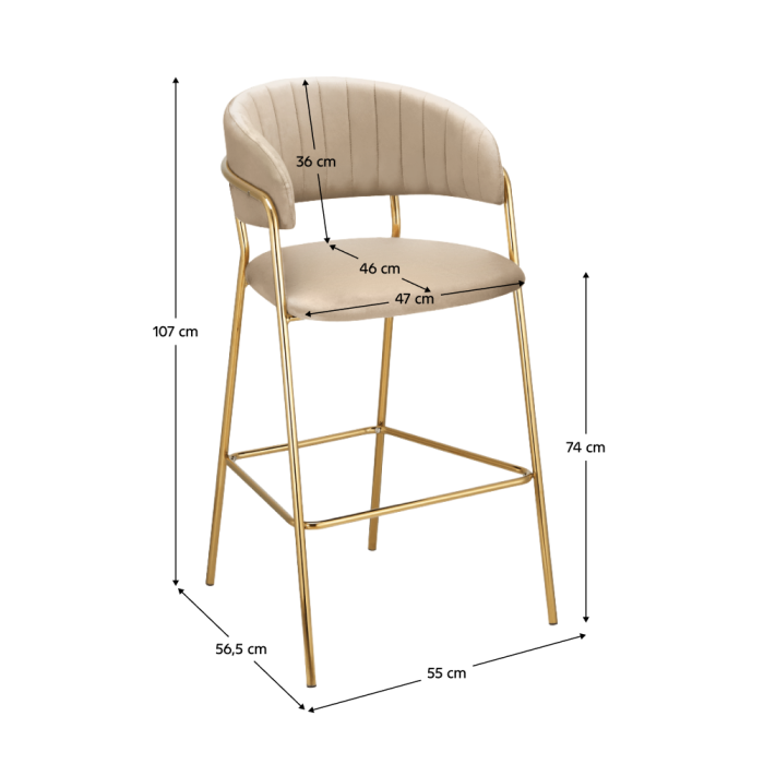 Scaun de bar de design, ţesătură bej Velvet/gold crom auriu, DASMIN NEW TIP 2 [7]