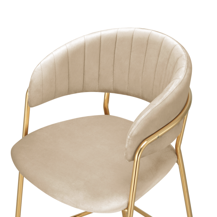 Scaun de bar de design, ţesătură bej Velvet/gold crom auriu, DASMIN NEW TIP 2 [4]