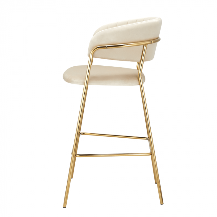 Scaun de bar de design, ţesătură bej Velvet/gold crom auriu, DASMIN TIP 2 [3]