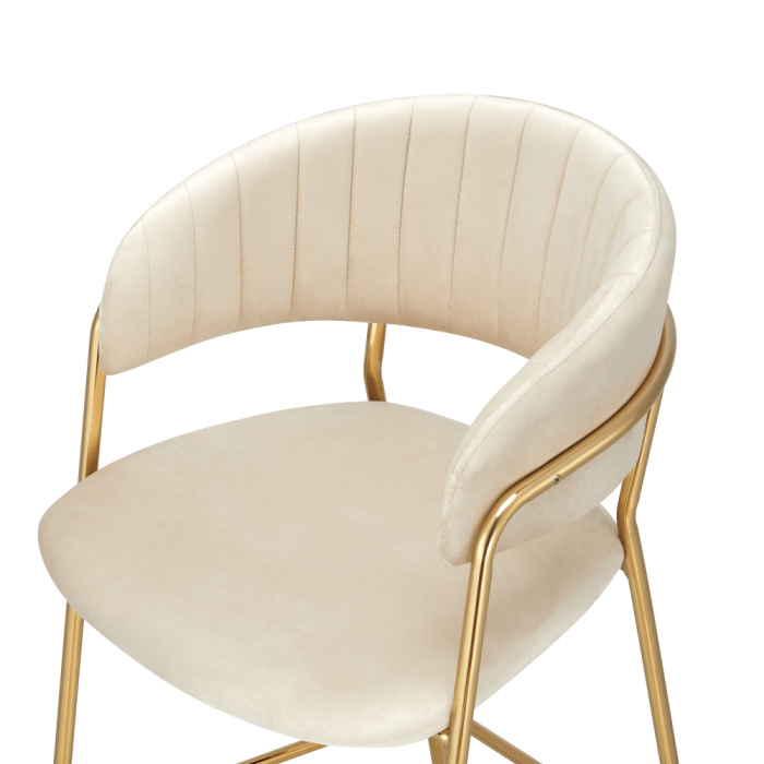 Scaun de bar de design, ţesătură bej Velvet/gold crom auriu, DASMIN TIP 2 [4]