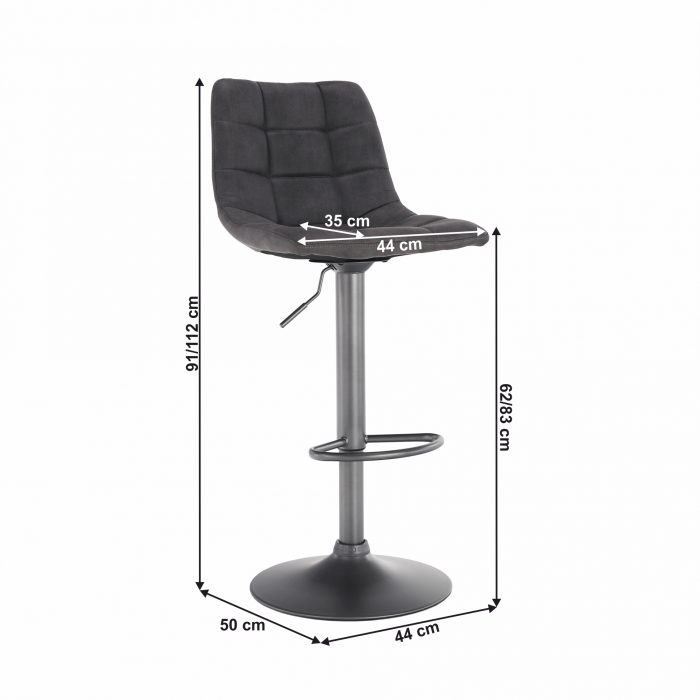 Scaun de bar, gri / negru, LAHELA [16]