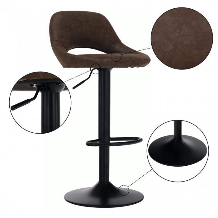 Scaun de bar, material textil maro cu efect de piele întoarsă, LORASA NEW [11]