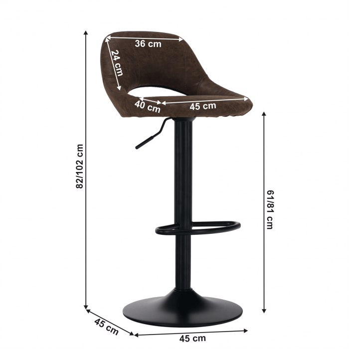Scaun de bar, material textil maro cu efect de piele întoarsă, LORASA NEW [10]