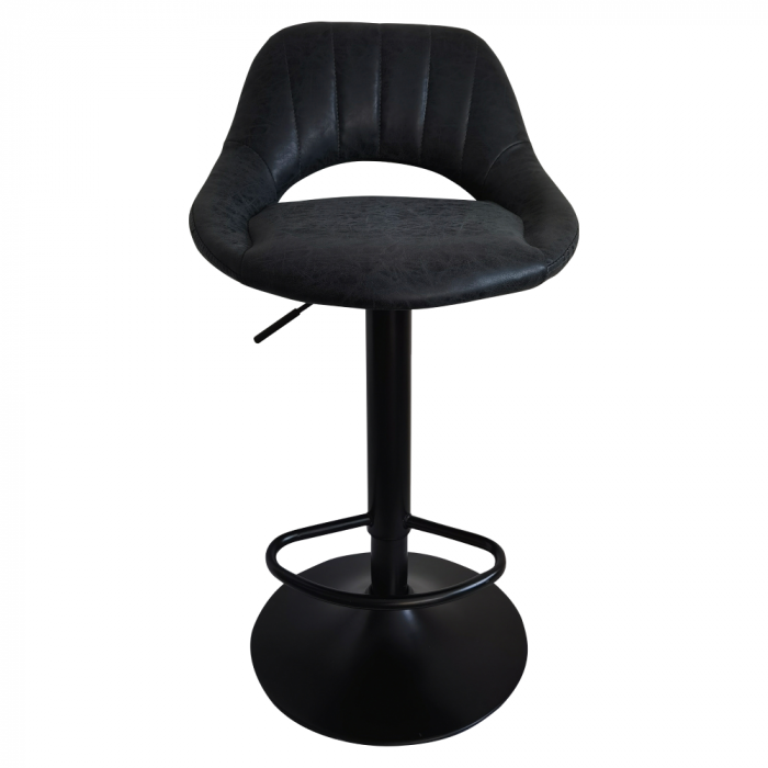 Scaun de bar, material textil negru cu efect de piele întoarsă, LORASA NEW [2]