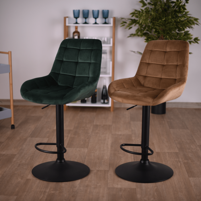 Scaun de bar, material textil Velvet maro, CHIRO [16]