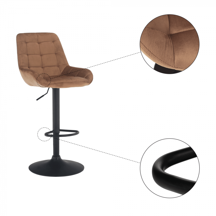 Scaun de bar, material textil Velvet maro, CHIRO [15]