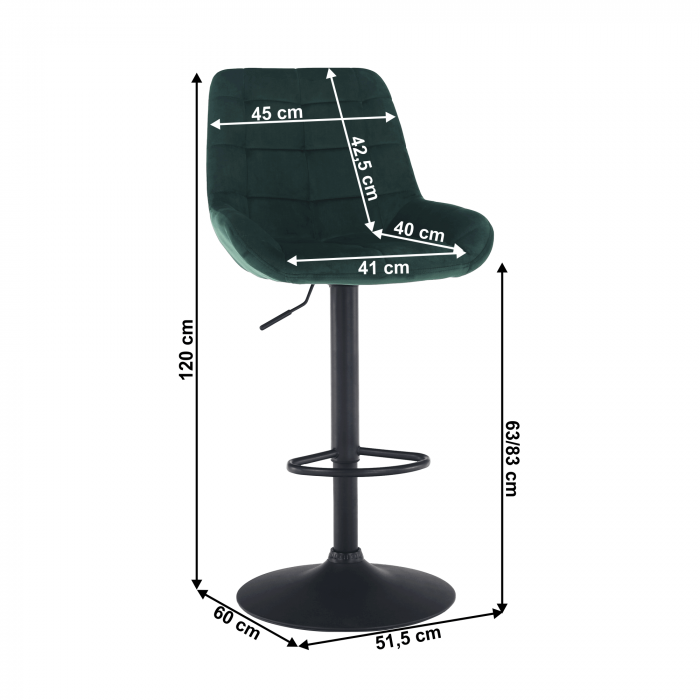 Scaun de bar, material textil Velvet verde închis, CHIRO [14]