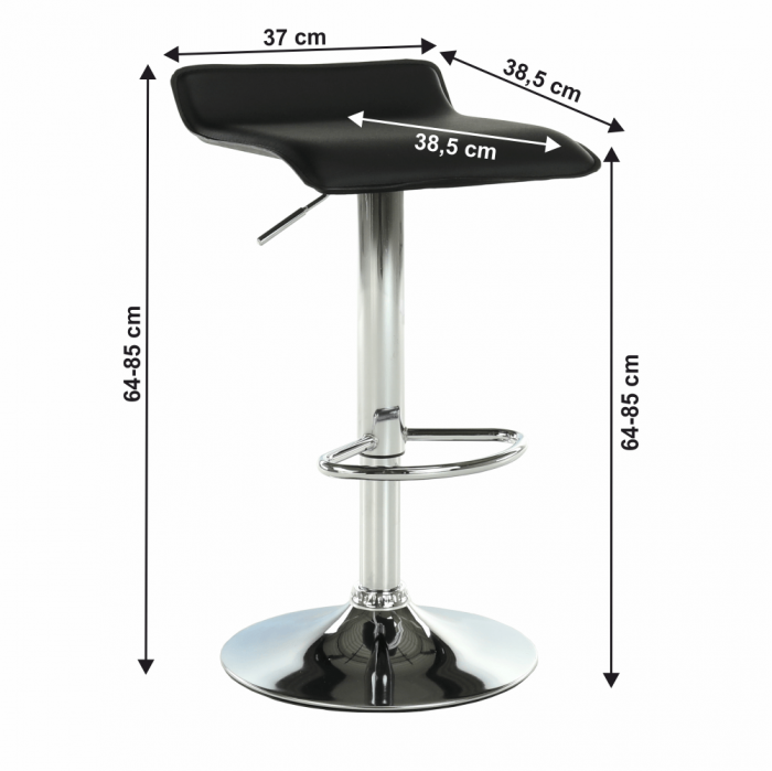 Scaun de bar, piele eco neagră/crom, LARIA NEW [14]