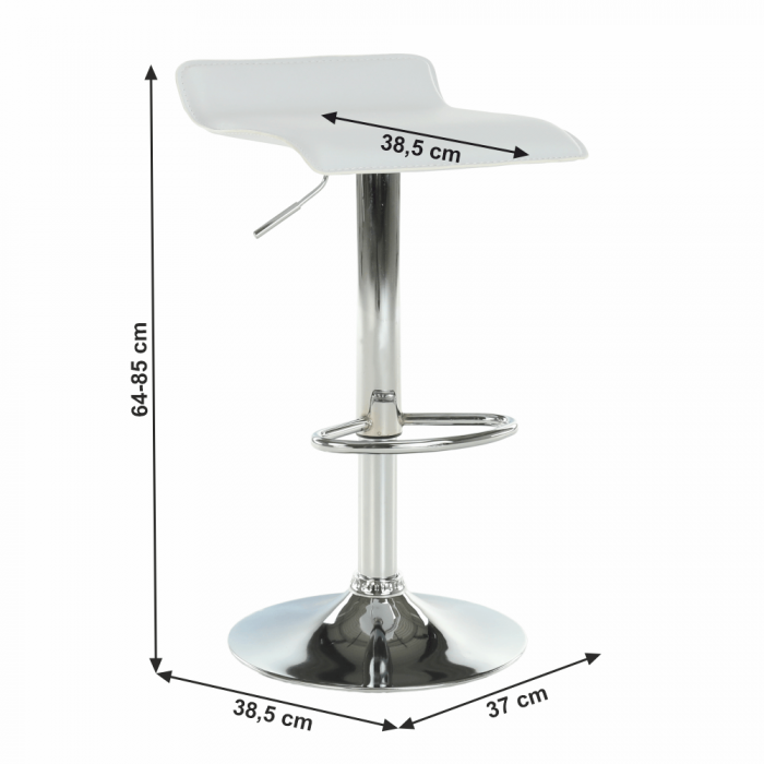 Scaun de bar, piele ecologică alb/crom LARIA NEW [14]