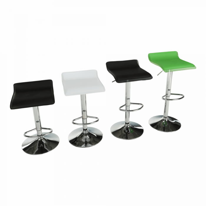 Scaun de bar, piele ecologică alb/crom LARIA NEW [2]