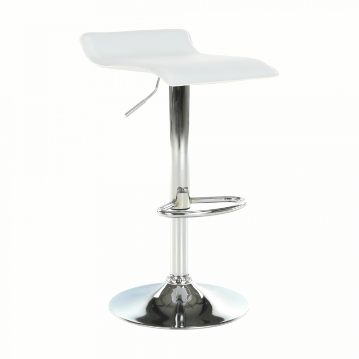 Scaun de bar, piele ecologică alb/crom LARIA NEW [13]