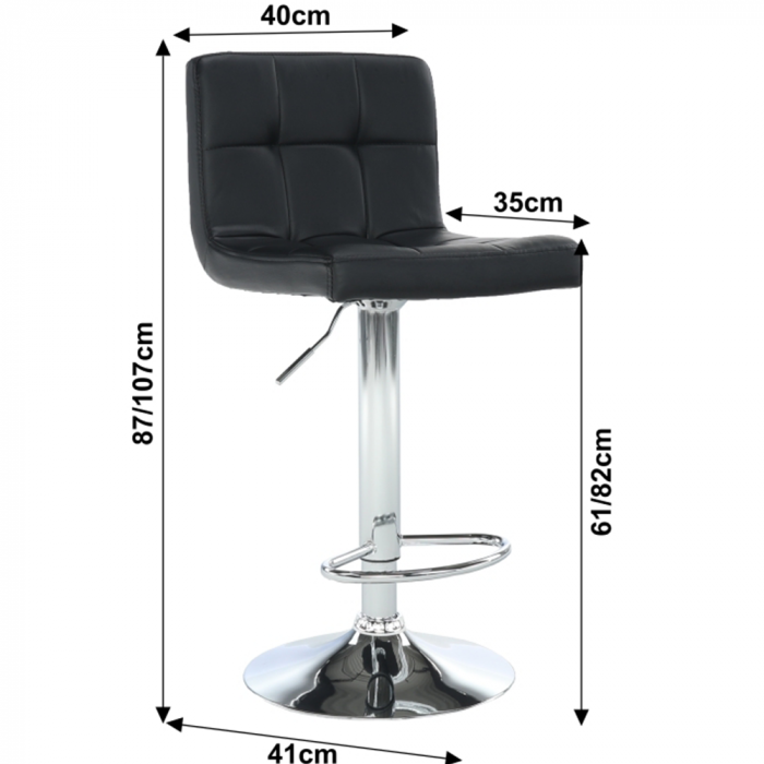 Scaun de bar, piele ecologică negru/crom, KANDY NEW [13]