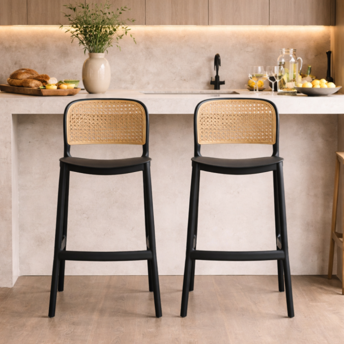 Scaun de bar, stivuibil, negru/bej, RAVID NEW TYP 3 [5]