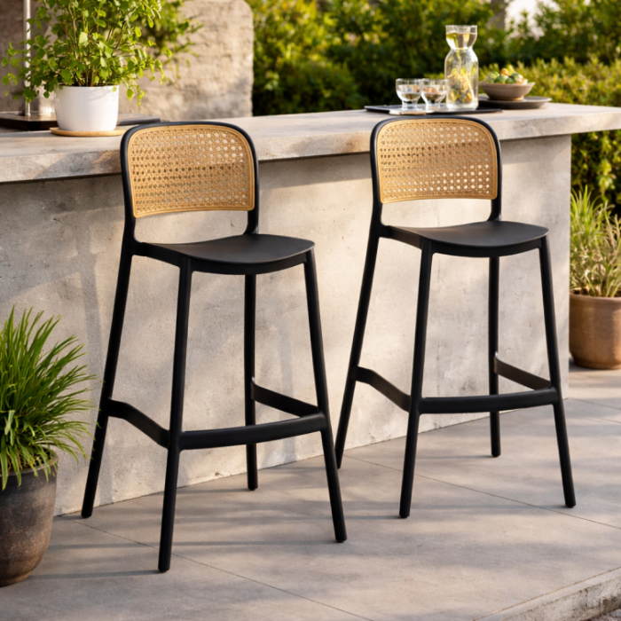 Scaun de bar, stivuibil, negru/bej, RAVID NEW TYP 3 [2]