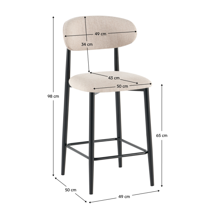 Scaun de bar, ţesătură bej/negru, ZAJDA TYP 2 [2]