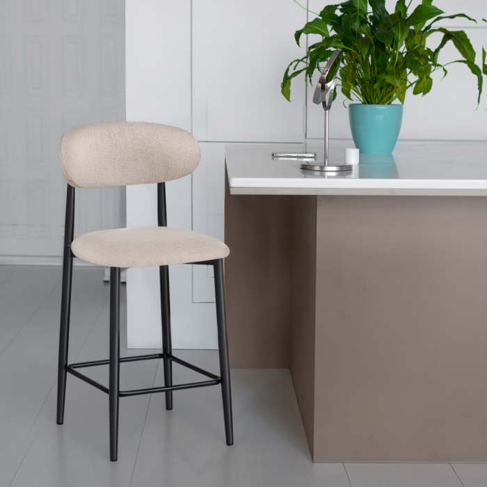 Scaun de bar, ţesătură bej/negru, ZAJDA TYP 2 [3]