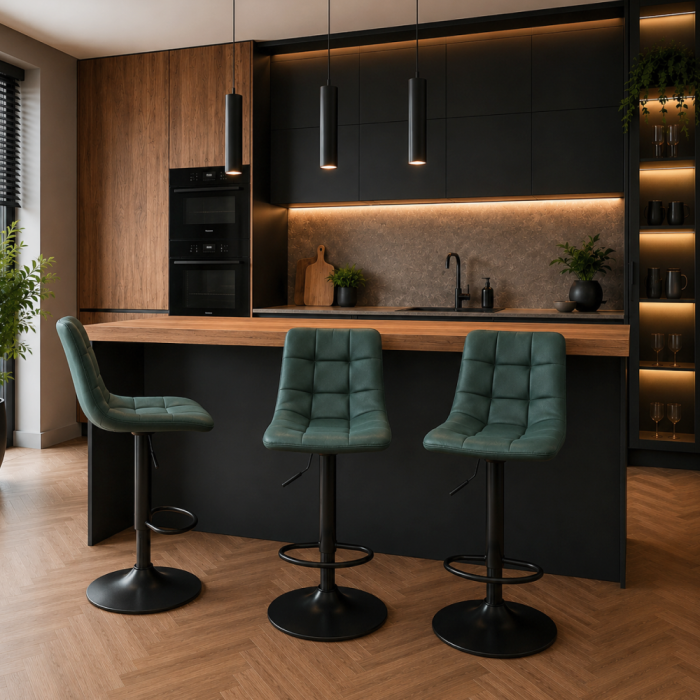 Scaun de bar, verde/negru, LAHELA NEW [6]