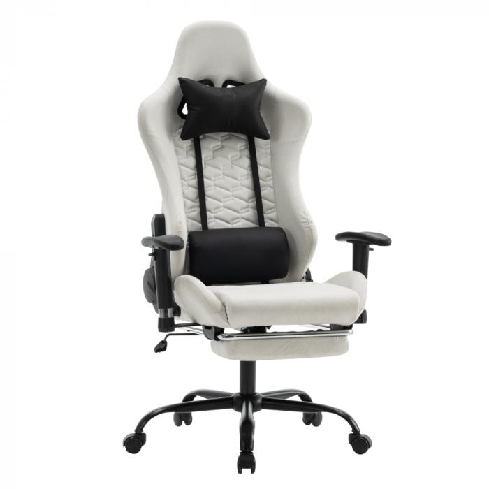 Scaun de birou/gaming, alb/negru, PAPIBAS [1]