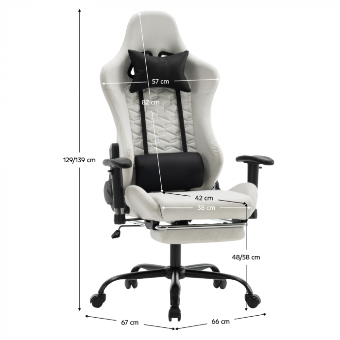 Scaun de birou/gaming, alb/negru, PAPIBAS [18]