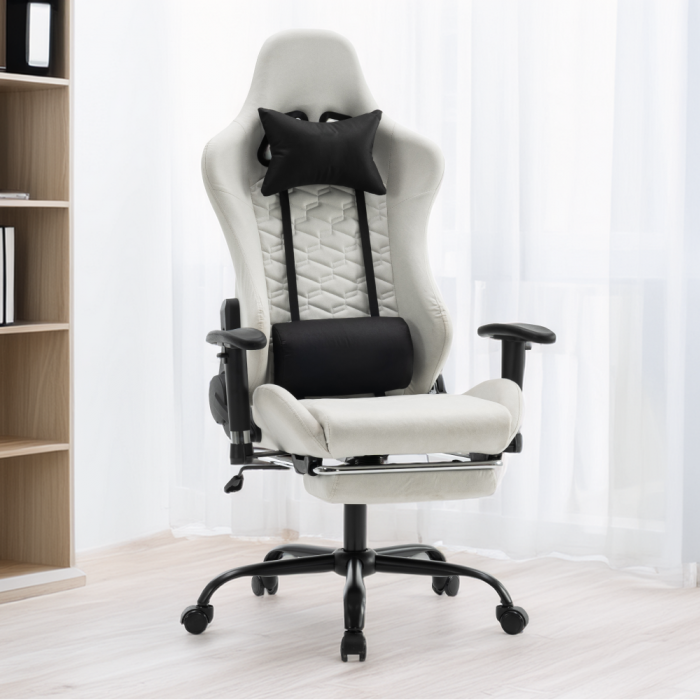 Scaun de birou/gaming, alb/negru, PAPIBAS [15]