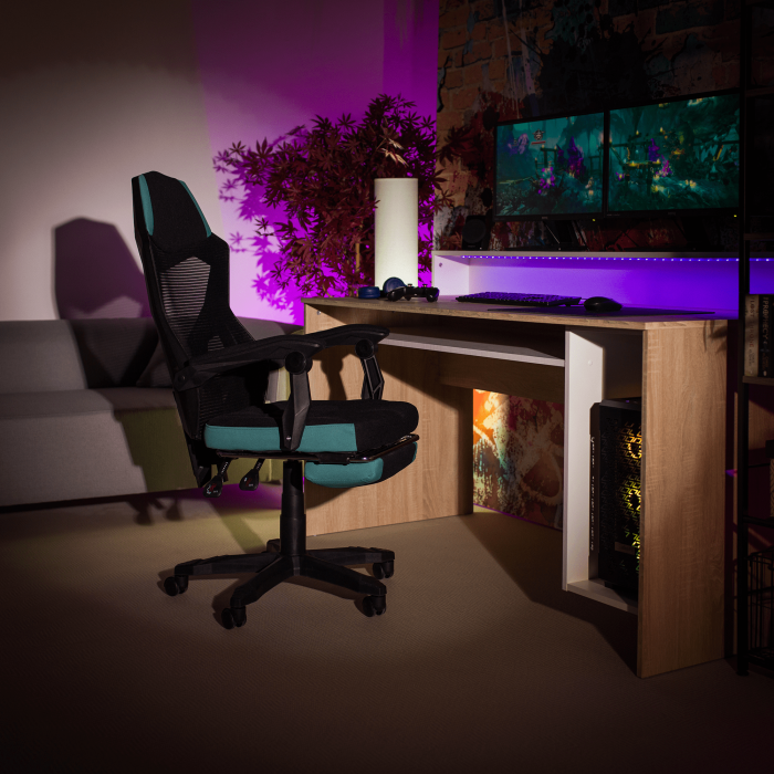 Scaun de birou / gaming, culoare neagră / neo mentă, JORIK NEW [10]