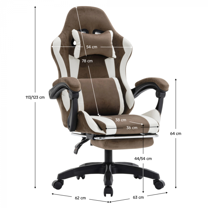 Scaun de birou/gaming, maro/alb, HOSPO [2]