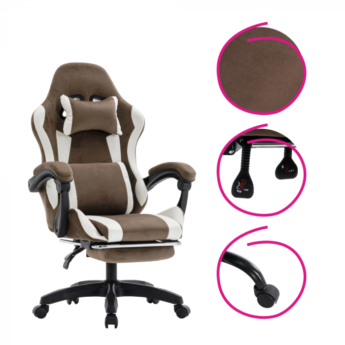 Scaun de birou/gaming, maro/alb, HOSPO [17]