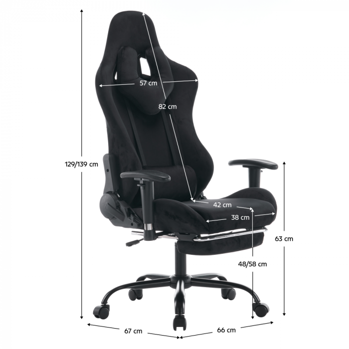 Scaun de birou/gaming, negru, ţesătură Velvet, SALOP [21]