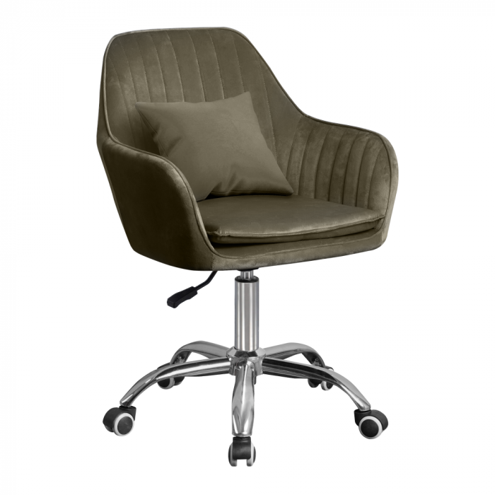 Scaun de birou, gri-maro Taupe ţesătură Velvet/crom, KLIAN [1]