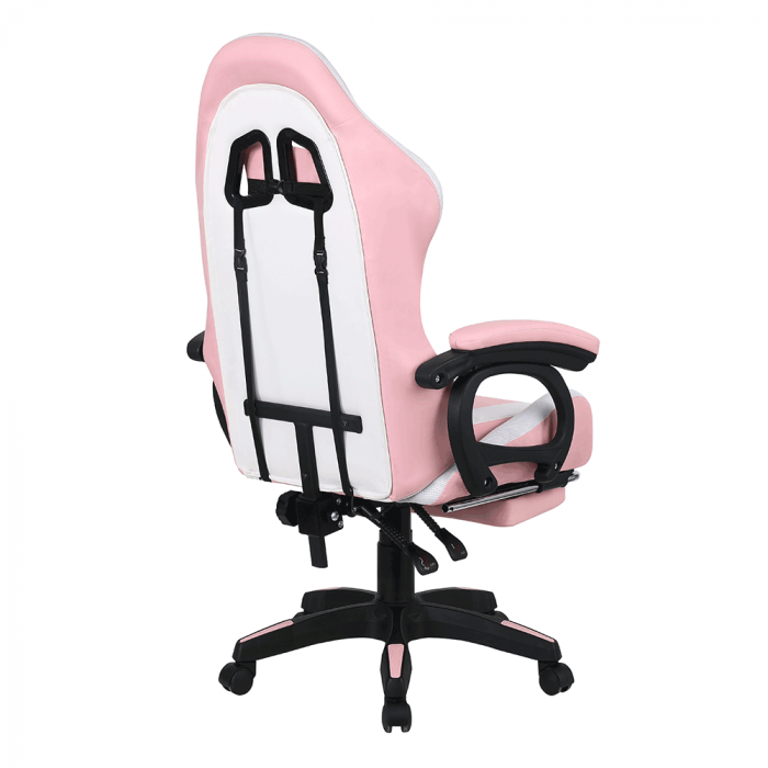 Scaun de birou / joc cu iluminare LED RGB, roz / alb, JOVELA [8]