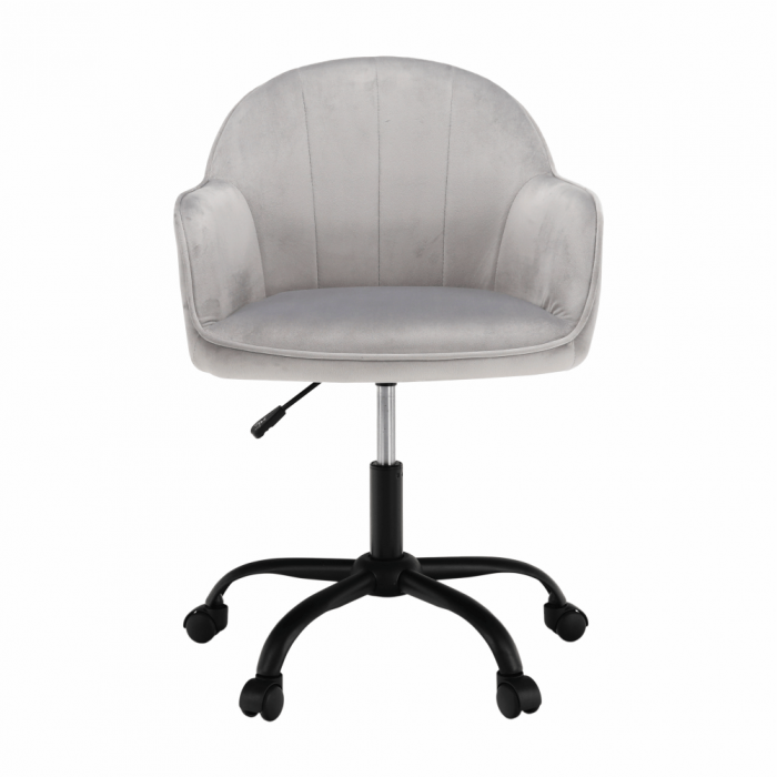 Scaun de birou, material textil din catifea gri deschis / negru, EROL [8]