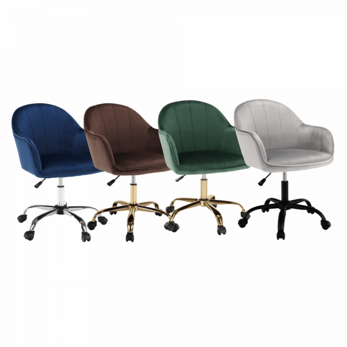 Scaun de birou, material textil din catifea gri deschis / negru, EROL [22]