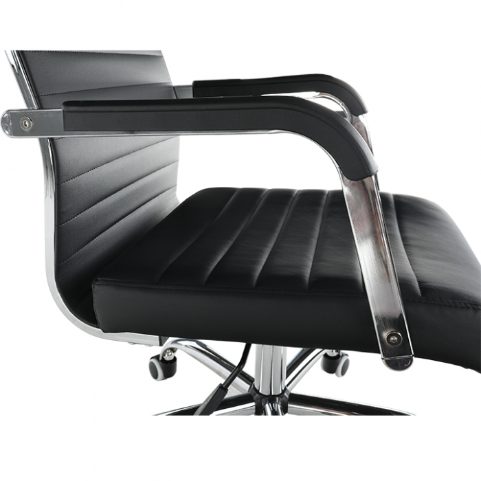 Scaun de birou, piele eco/metal, negru/crom, FARAN [11]