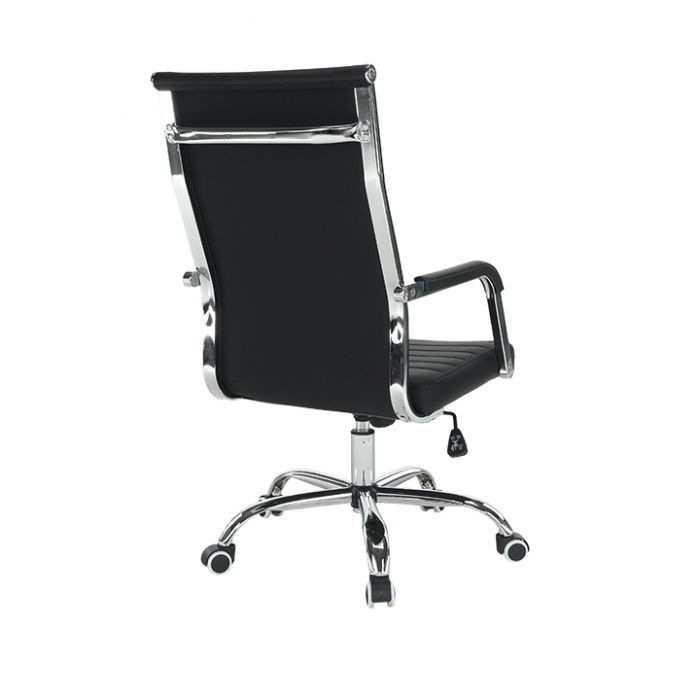 Scaun de birou, piele eco/metal, negru/crom, FARAN [4]