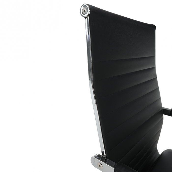 Scaun de birou, piele eco/metal, negru/crom, FARAN [9]