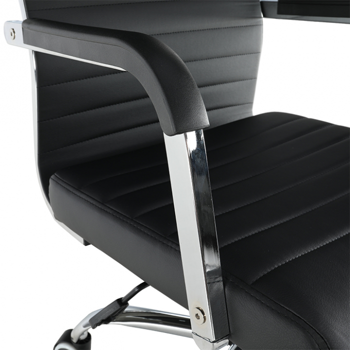 Scaun de birou, piele eco/metal, negru/crom, FARAN [2]