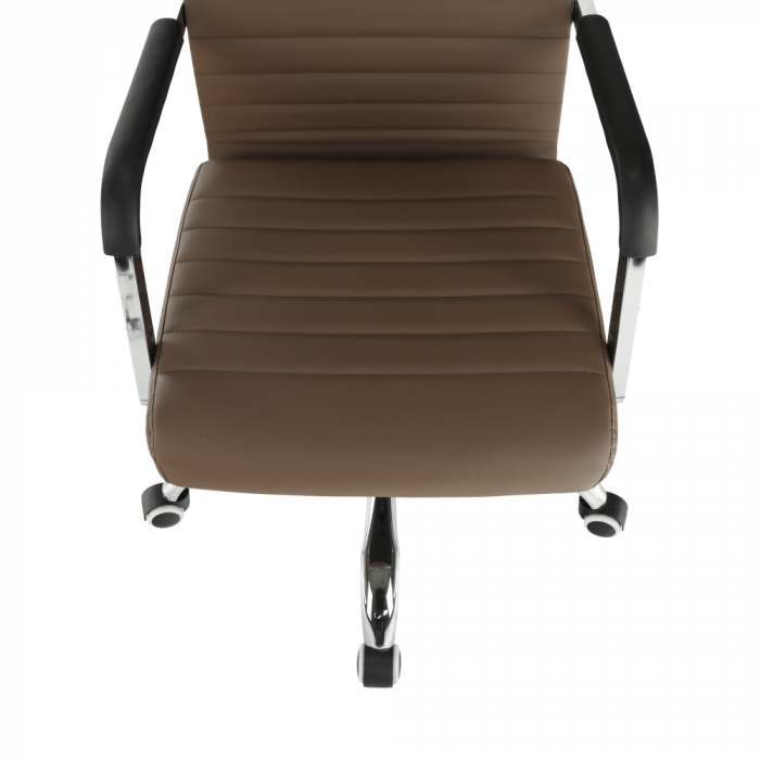 Scaun de birou, piele eco/metal, taupe/crom, FARAN [8]