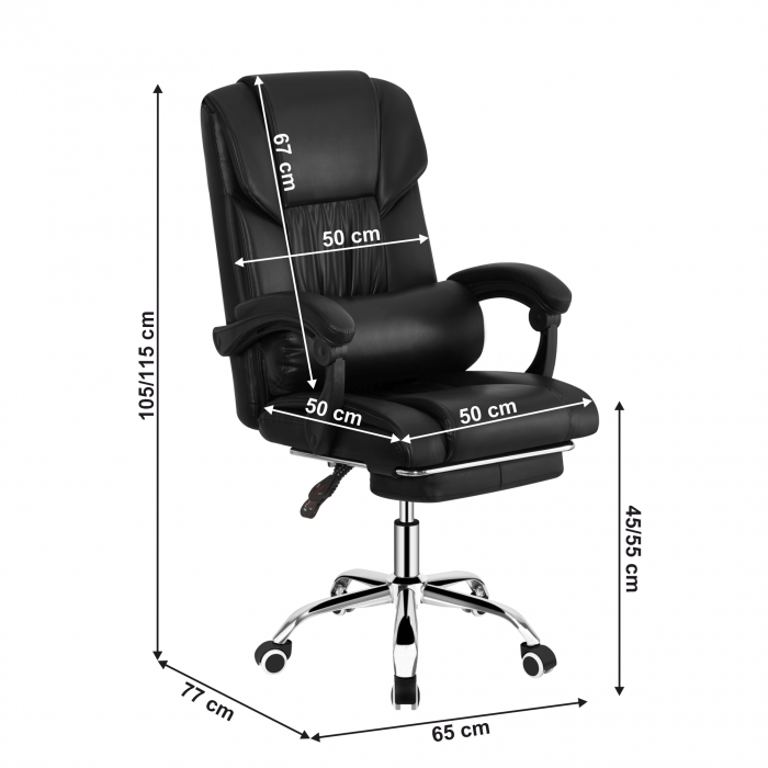 Scaun de birou, piele eco neagră, ARNAUD 2 NEW [8]