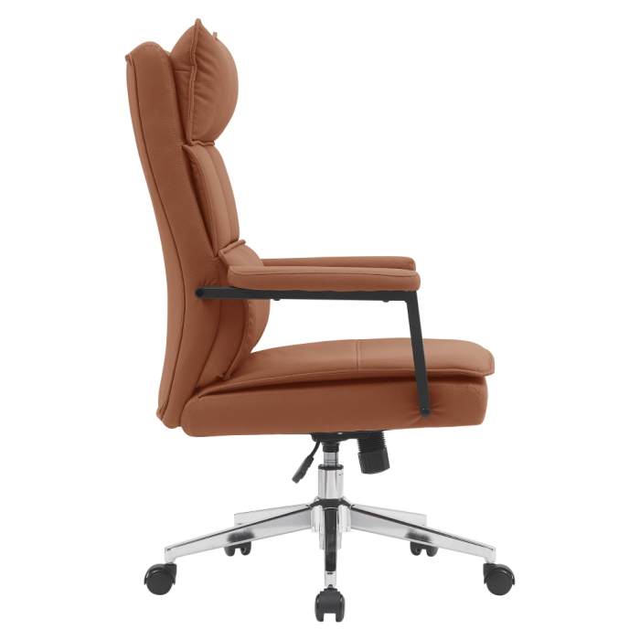 Scaun de birou, piele ecologică maro camel/crom, KAHIL [3]