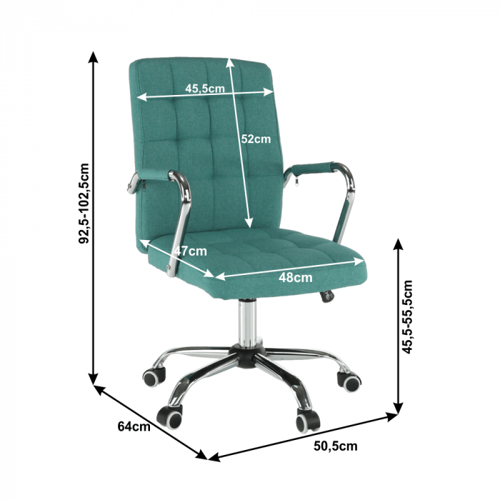 Scaun de birou, verde azur, MORGEN [3]