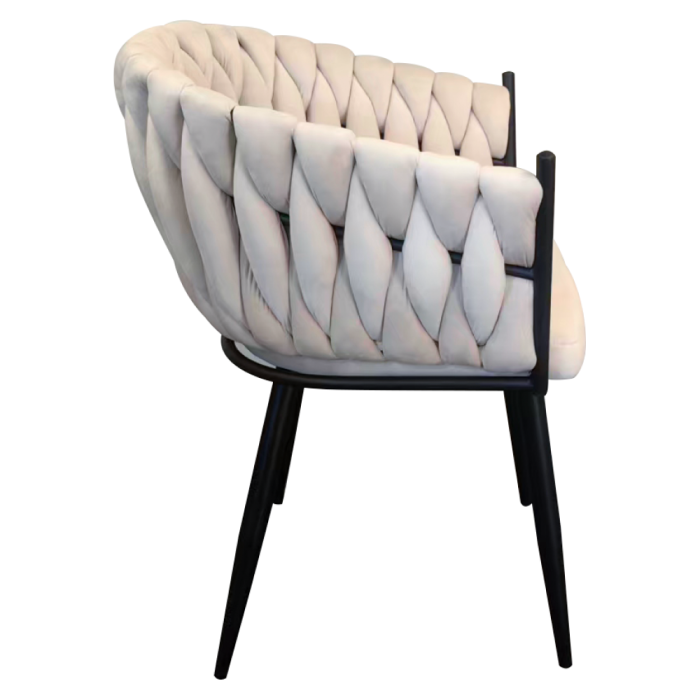 Scaun de bucătărie, bej deschis ţesătură velvet/negru, BLER [5]