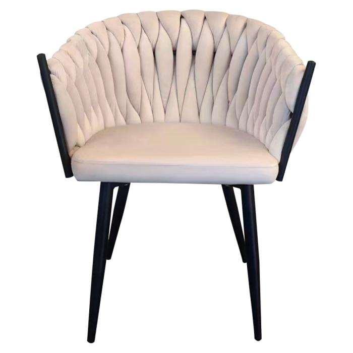 Scaun de bucătărie, bej deschis ţesătură velvet/negru, BLER [2]