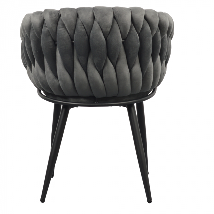 Scaun de living/ bucatarie , gri închis stofa ,  velvet/negru, [8]