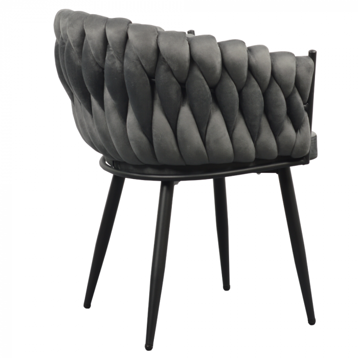 Scaun de living/ bucatarie , gri închis stofa ,  velvet/negru, [7]