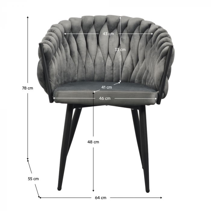 Scaun de living/ bucatarie , gri închis stofa ,  velvet/negru, [9]